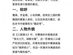 全民主公2：曹操深度解析——武将曹操的技能与战术详解