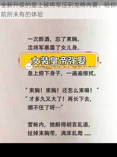 全新升级的皇上被将军压到龙椅肉雾，给你前所未有的体验