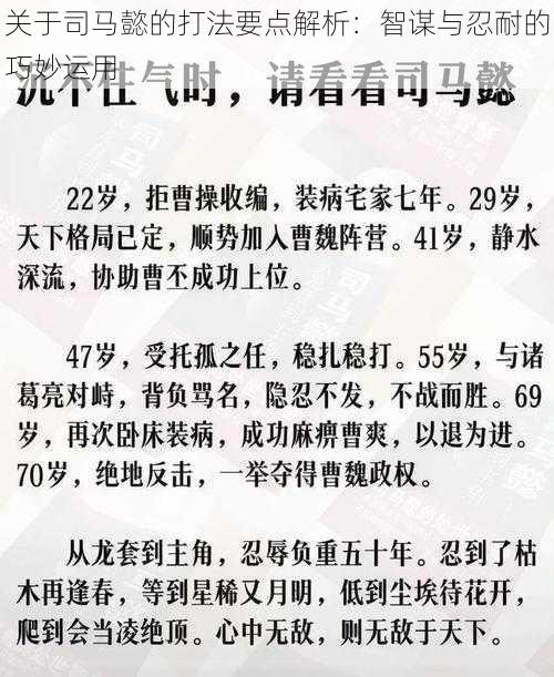 关于司马懿的打法要点解析：智谋与忍耐的巧妙运用