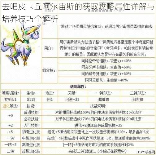 去吧皮卡丘阿尔宙斯的获取攻略属性详解与培养技巧全解析