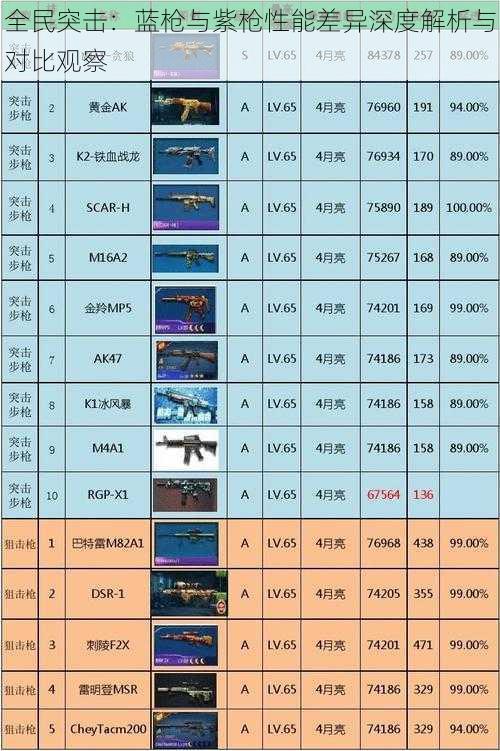 全民突击：蓝枪与紫枪性能差异深度解析与对比观察