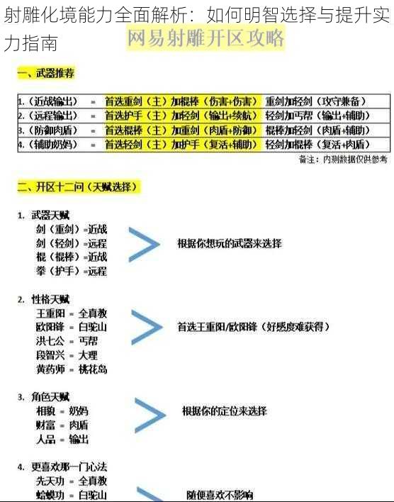 射雕化境能力全面解析：如何明智选择与提升实力指南