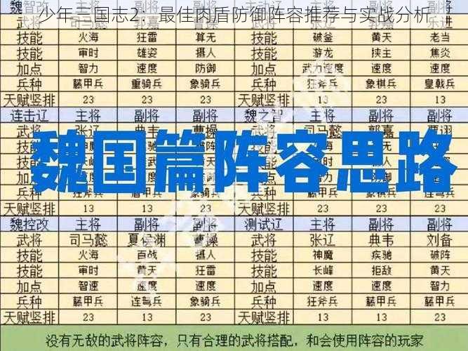 少年三国志2：最佳肉盾防御阵容推荐与实战分析