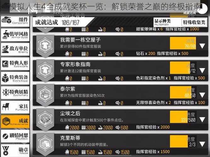 模拟人生4全成就奖杯一览：解锁荣誉之巅的终极指南