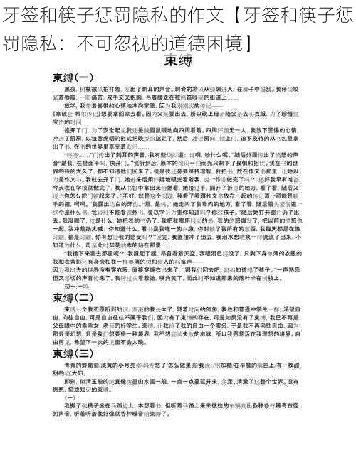 牙签和筷子惩罚隐私的作文【牙签和筷子惩罚隐私：不可忽视的道德困境】