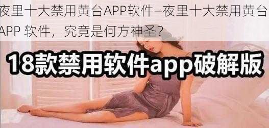 夜里十大禁用黄台APP软件—夜里十大禁用黄台 APP 软件，究竟是何方神圣？