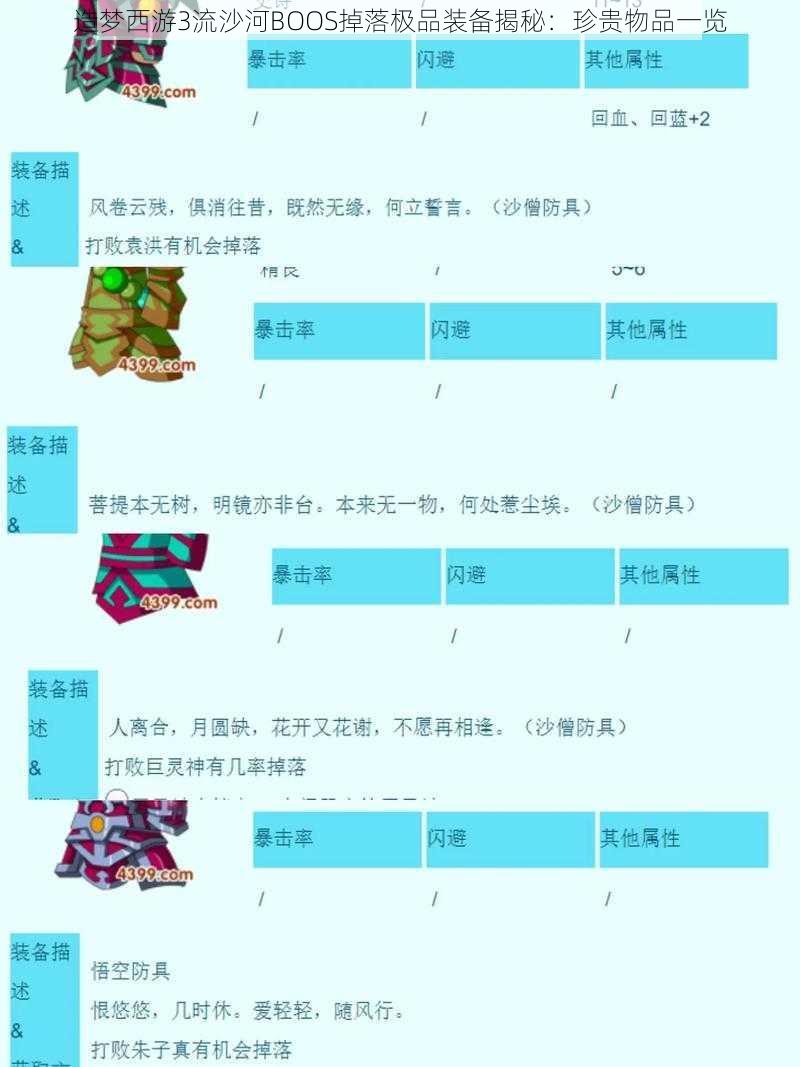 造梦西游3流沙河BOOS掉落极品装备揭秘：珍贵物品一览