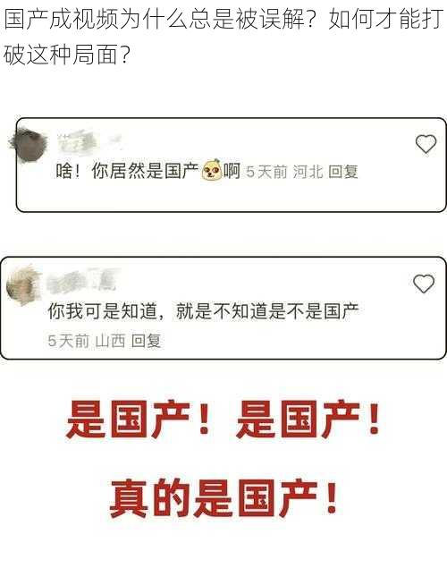 国产成视频为什么总是被误解？如何才能打破这种局面？