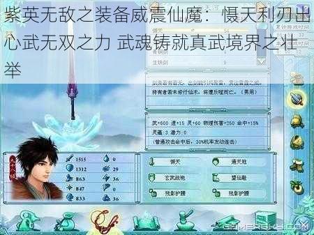 紫英无敌之装备威震仙魔：慑天利刃出心武无双之力 武魂铸就真武境界之壮举