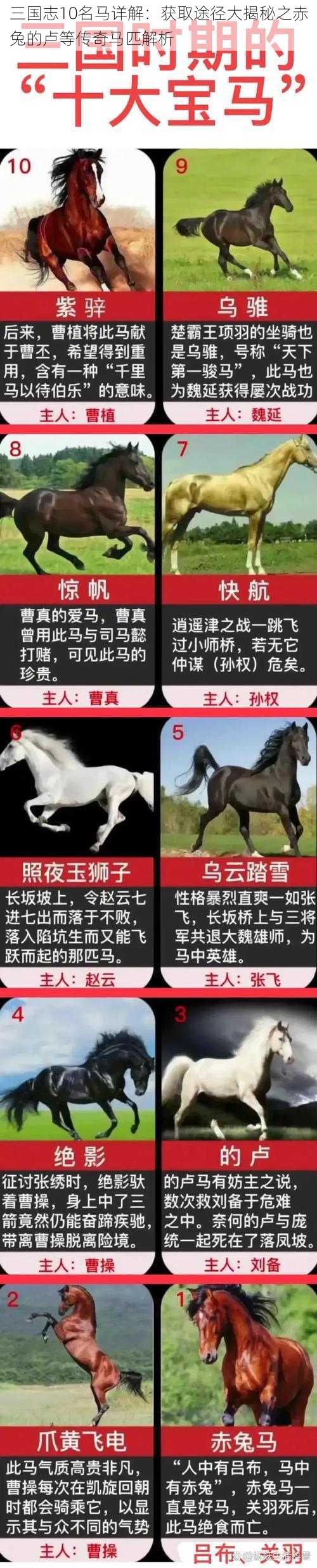 三国志10名马详解：获取途径大揭秘之赤兔的卢等传奇马匹解析