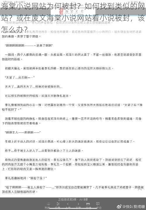 海棠小说网站为何被封？如何找到类似的网站？或在废文海棠小说网站看小说被封，该怎么办？